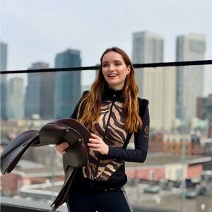 Equestrian safari Sleeveless Vest with Brown tiger Print